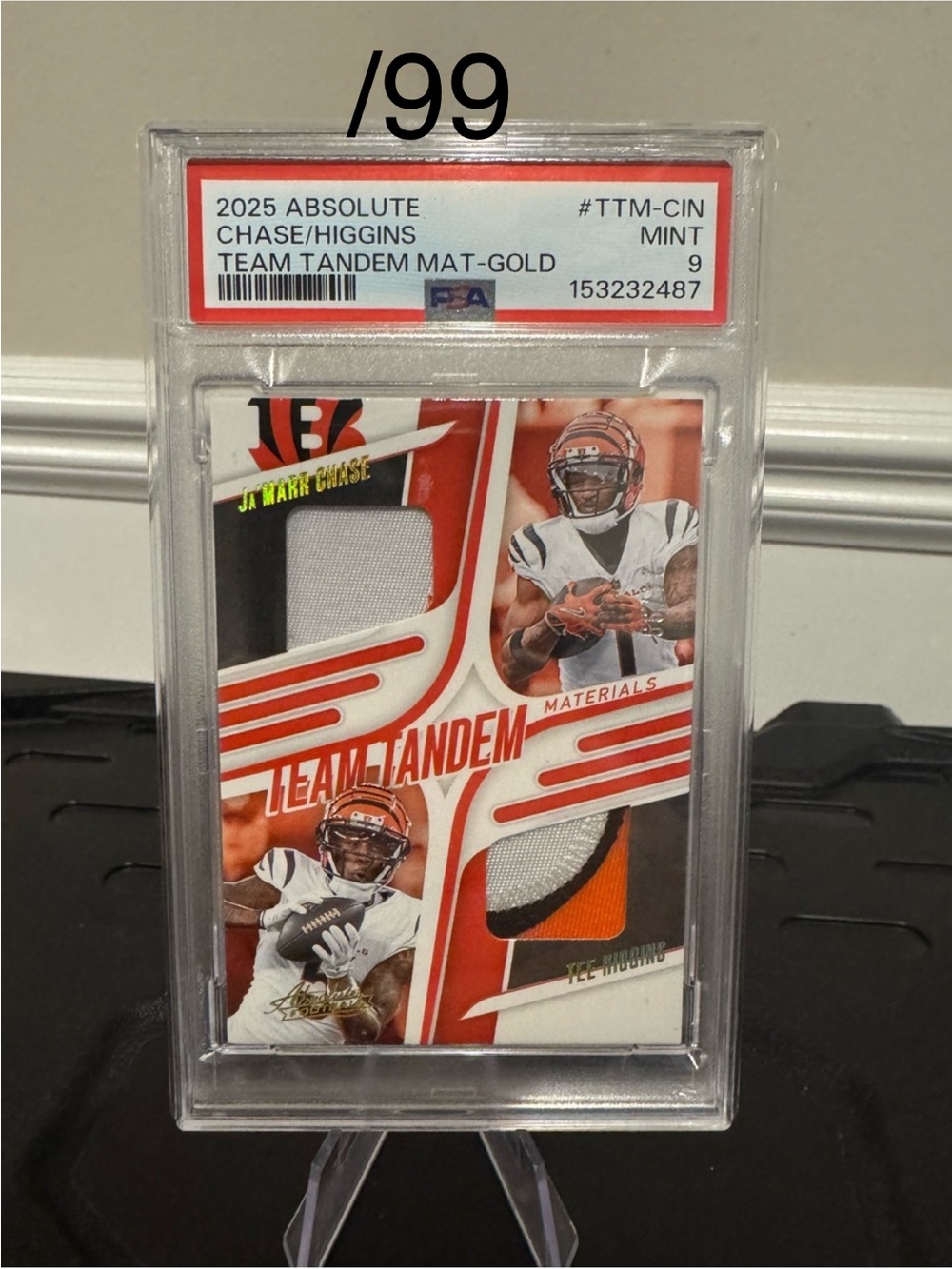 2025 JaMarr Chase / Tee Higgins Panini Absolute Team Tandem Marerials /99 PSA 9